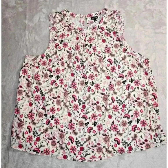 Torrid Rayon Slub Ruffle Mock Neck Tank Top Womens Size 4X Floral White - Picture 6 of 13
